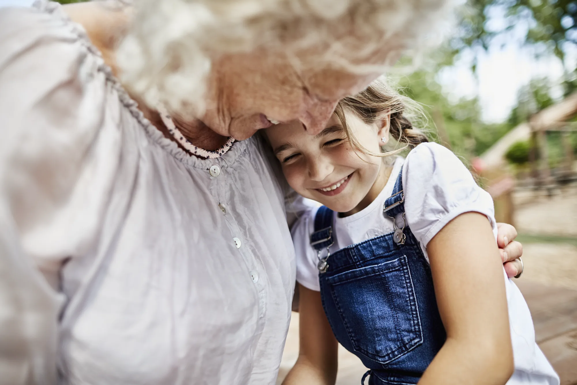 Grandmother and granddaughter together