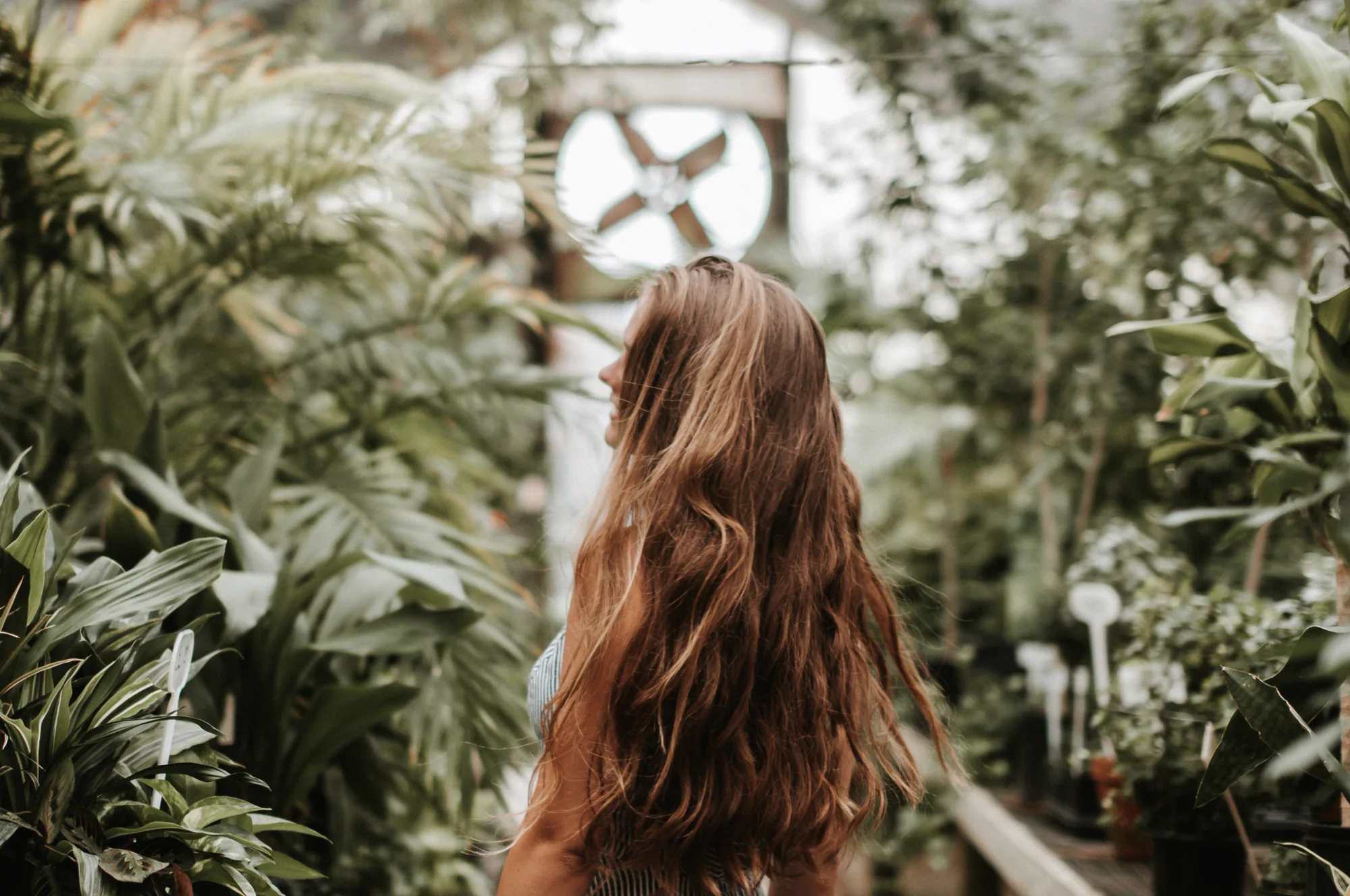 Woman among plants